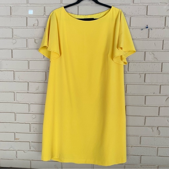 Eloquii Women Dress Yellow Flutter Sleeve Sheath Lined Easter Church Cocktail 16 - Picture 1 of 8